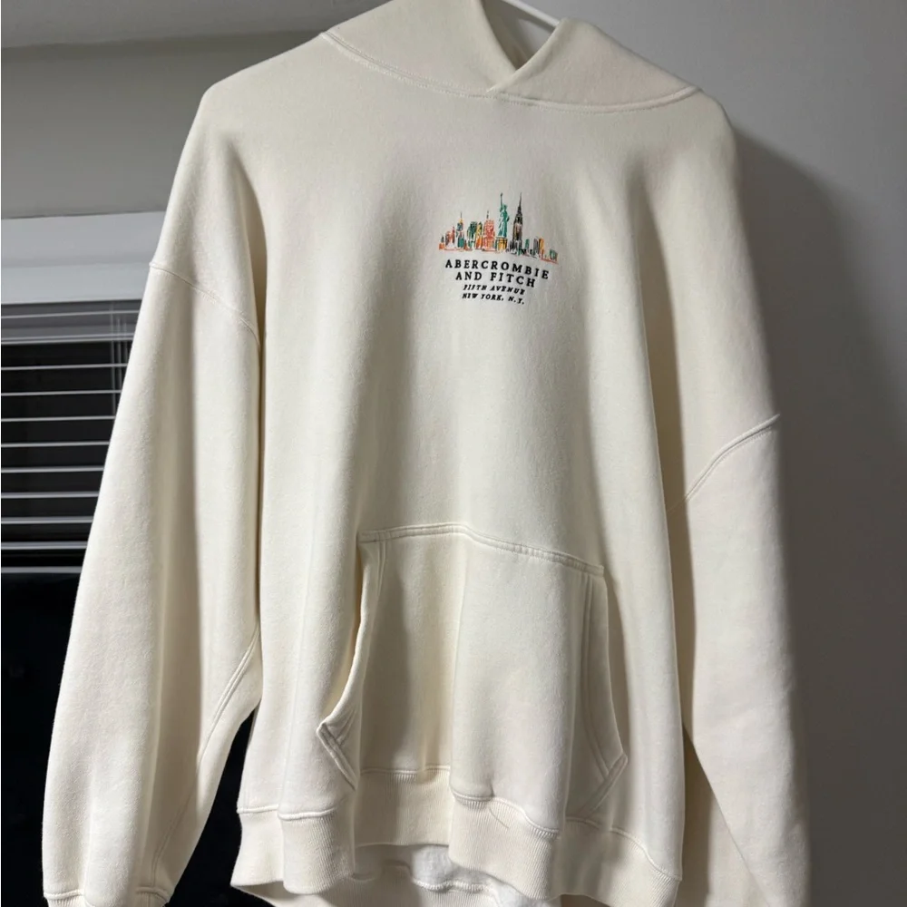 Abercrombie & Fitch Cream Hoodie with City Graphic - Picture 1 of 1